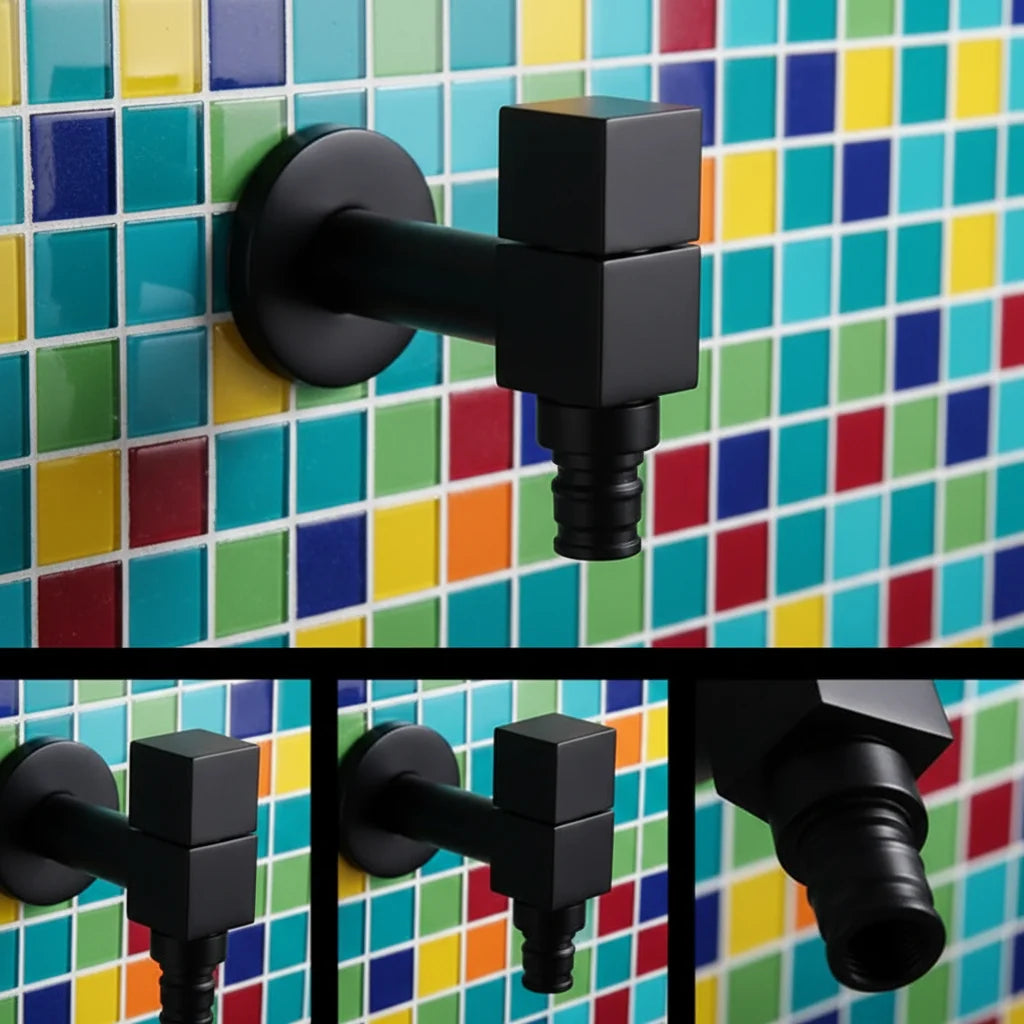 Wall-Mounted Faucet Solid Brass Matte Black Space-Saving
