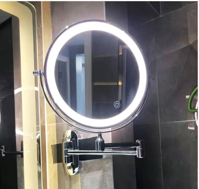 Wall-Mounted Magnifying Mirror LED Stepless Light USB Rechargeable