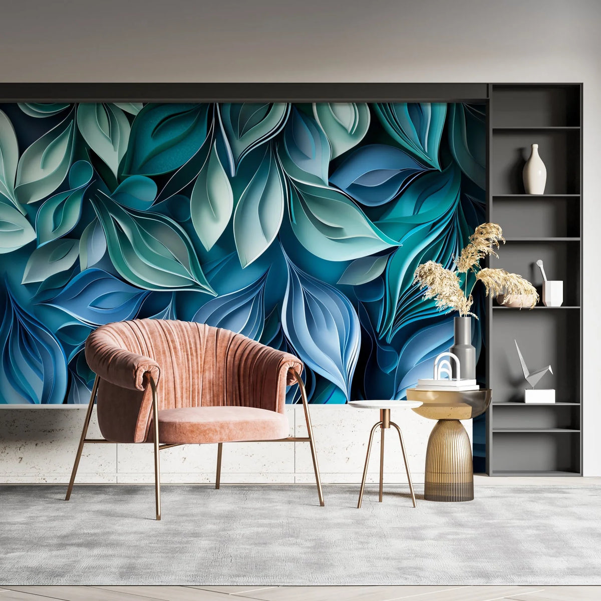 Wallpaper 3D Embossed Leaves Peel And Stick & Non-Woven