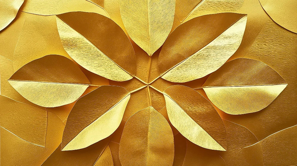 Wallpaper 3D Embossed Metallic Gold Sunburst