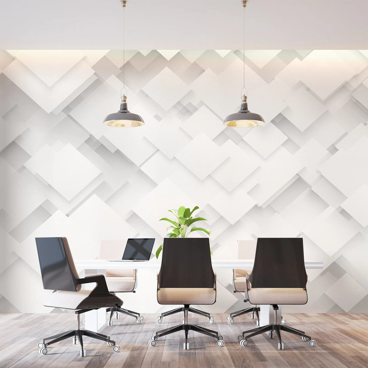 Wallpaper 3D Geometric Shadowed Squares Paste-The-Wall & Self-Adhesive