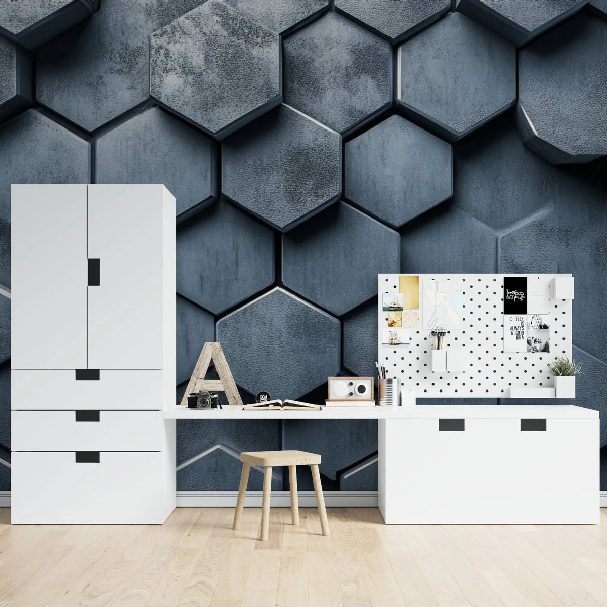 Wallpaper 3D Honeycomb Metallic Peel & Stick