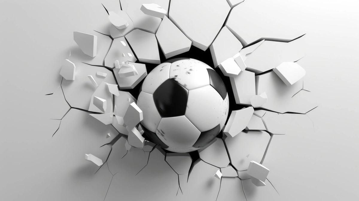 Wallpaper 3D Soccer Effect Black & White Peel-And-Stick