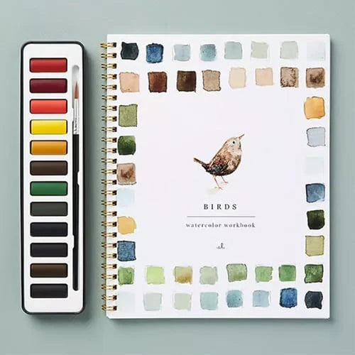 Watercolor Workbook Guided Templates & Paint Set