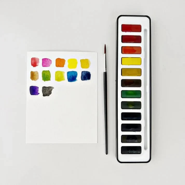 Watercolor Workbook Guided Templates & Paint Set