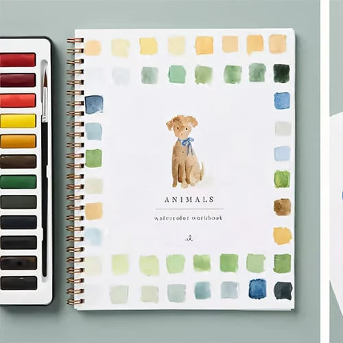 Watercolor Workbook Guided Templates & Paint Set