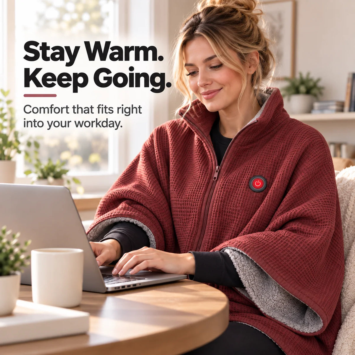 Wearable Heated Blanket Active Heating Hands-Free Design