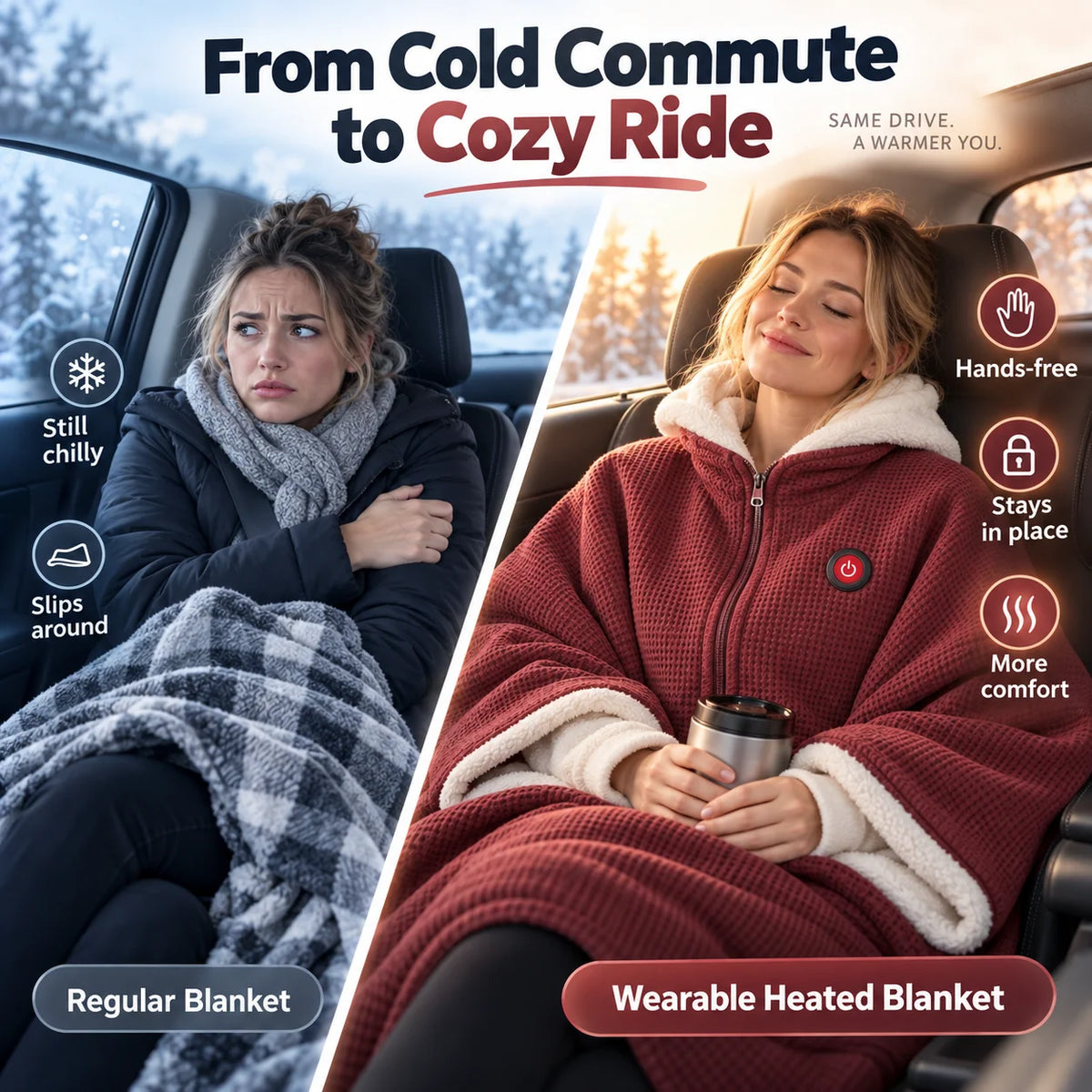 Wearable Heated Blanket Active Heating Hands-Free Design