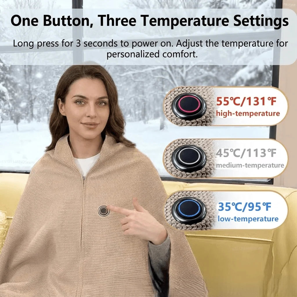 Wearable Heated Blanket USB Powered Three Heat Levels