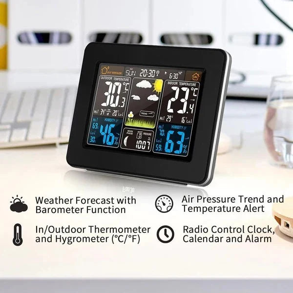 Weather Station Indoor & Outdoor Color LCD Atomic Time