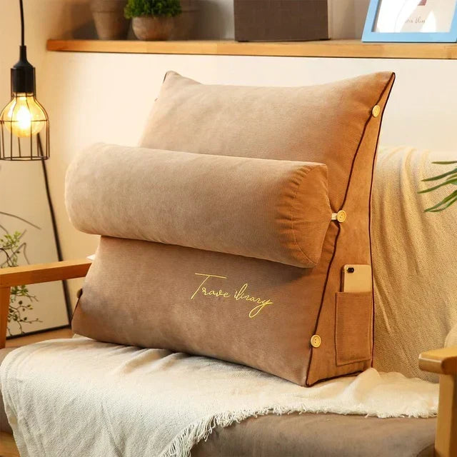 Wedge Pillow Ergonomic Back & Neck Support Side Pocket