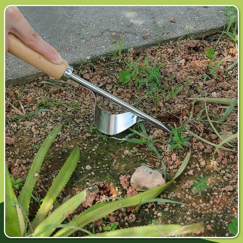 Weed Puller V-Fork & Lever Action Ergonomic Wood Handle