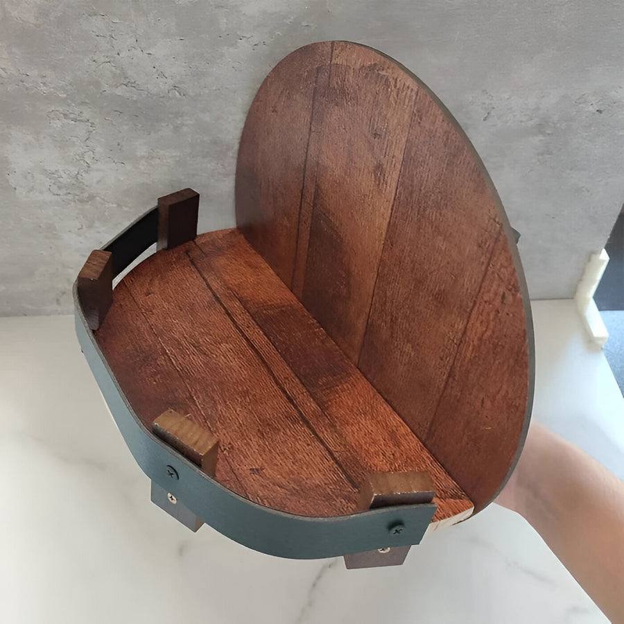 Whiskey Barrel Shelf Genuine Oak Steel Band Accents