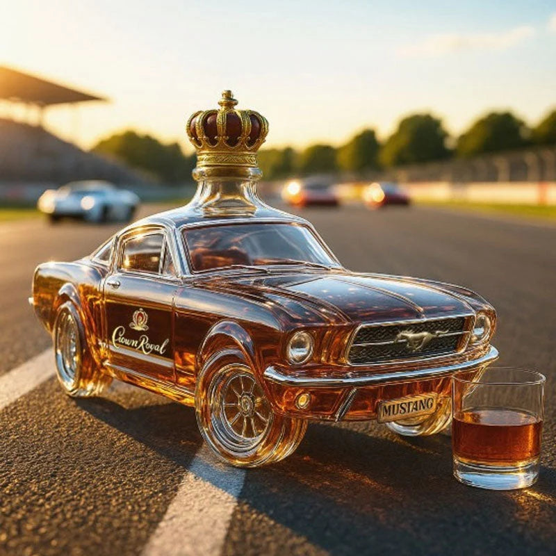 Whiskey Decanter Sports Car Silhouette Decorative Glass