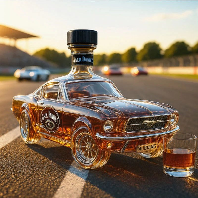 Whiskey Decanter Sports Car Silhouette Decorative Glass