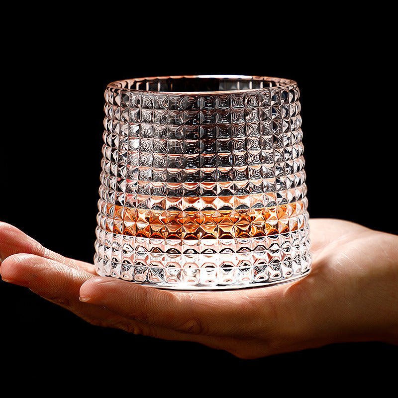 Whiskey Glasses Lead-Free Crystal Rotating Rounded Base Dishwasher-Safe