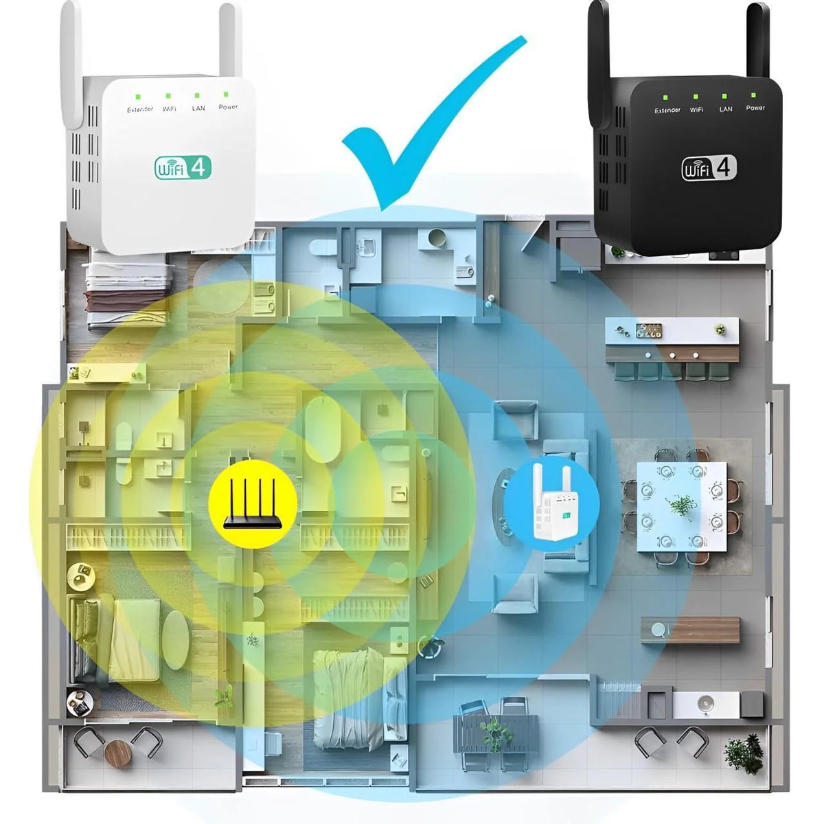 WiFi Range Extender Wall-Penetrating Antenna One-Button Setup