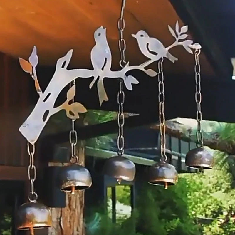 Wind Chime Antique Iron Bird Motif 4 Tuned Bells