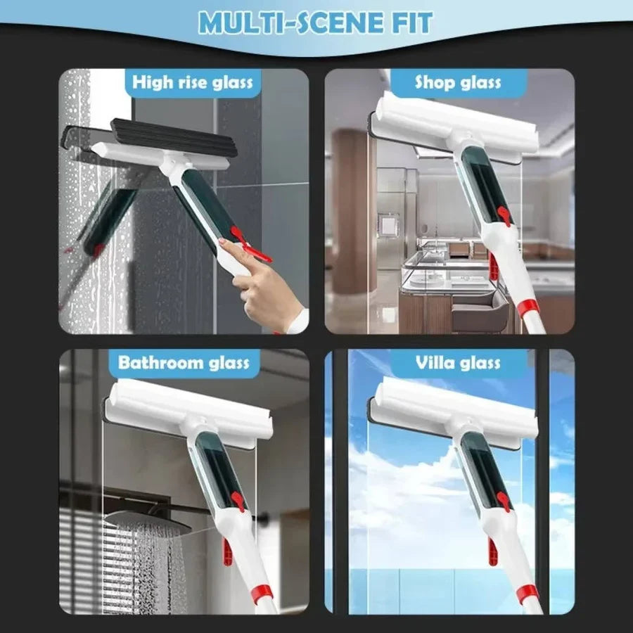 Window Cleaner Telescoping 51 Inch Microfiber Scrub & Squeegee