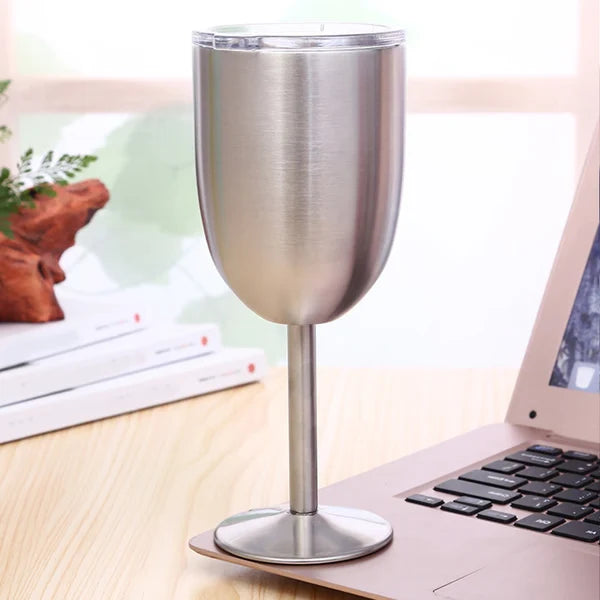 Wine Cup Double-Wall Stainless Steel Leak-Resistant Lid