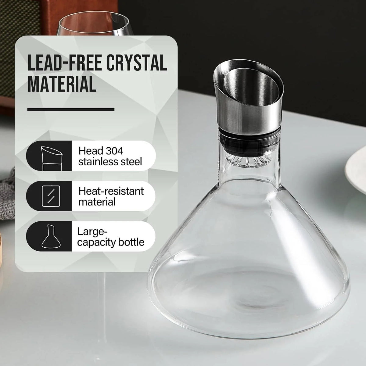Wine Decanter 360-Degree Aerator Handblown Crystal Double-Layer Filter
