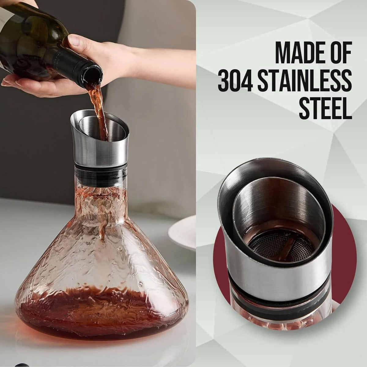 Wine Decanter 360-Degree Aerator Handblown Crystal Double-Layer Filter
