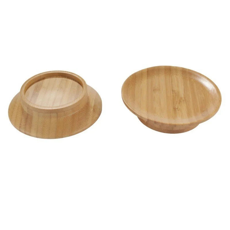 Wine Glass Lid & Coaster Bamboo Stackable Set of 4