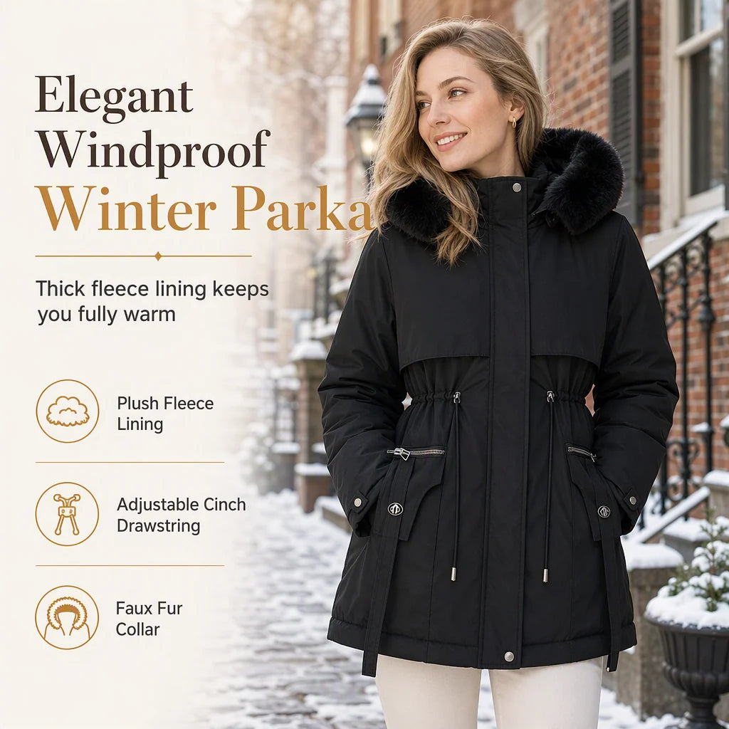 Winter Parka Windproof Dual-Layer Insulation Mid-Length Coverage