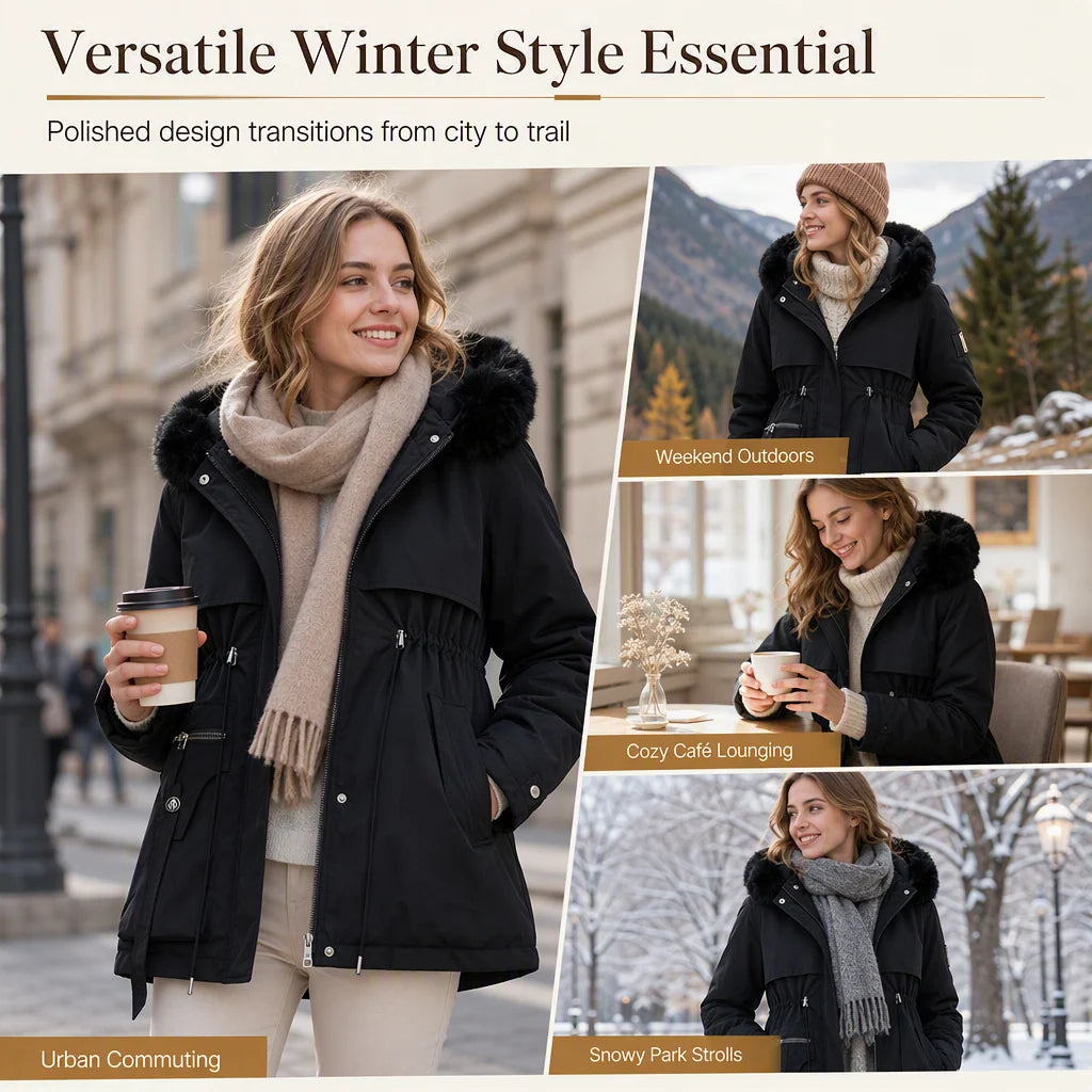 Winter Parka Windproof Dual-Layer Insulation Mid-Length Coverage