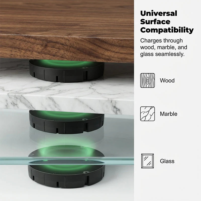 Wireless Charger Under-Desk Invisible Mount Through Wood & Stone