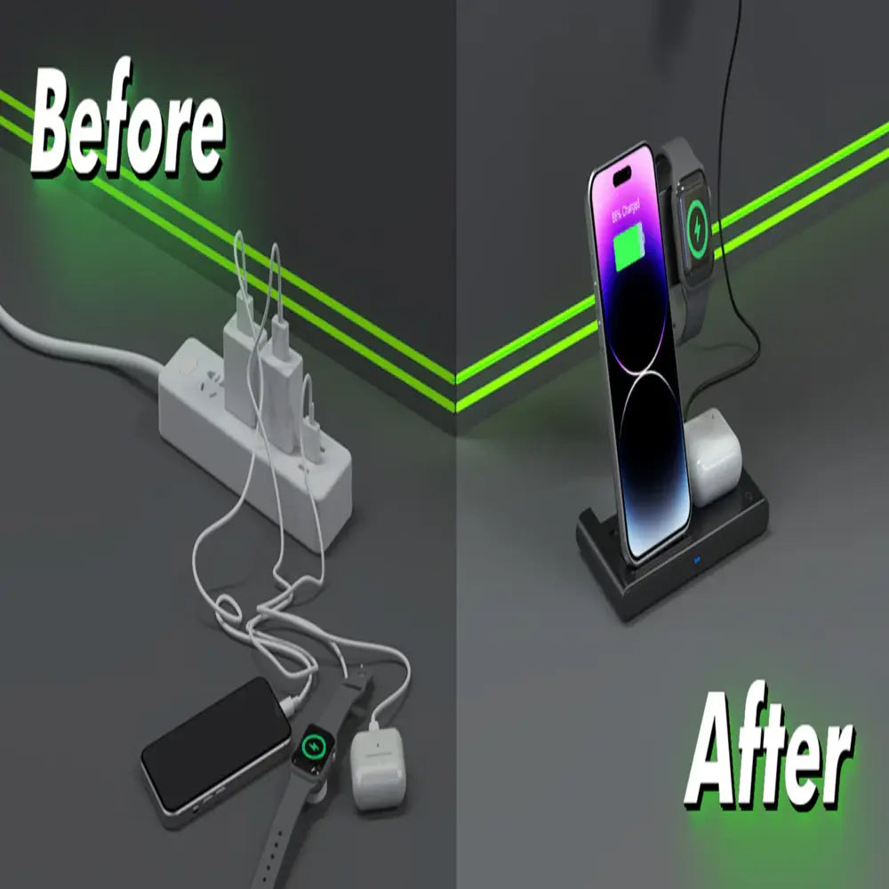 Wireless Charging Stand 3-In-1 Foldable Fast Charging