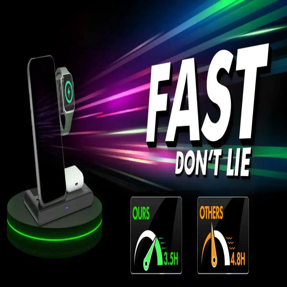 Wireless Charging Stand 3-In-1 Foldable Fast Charging