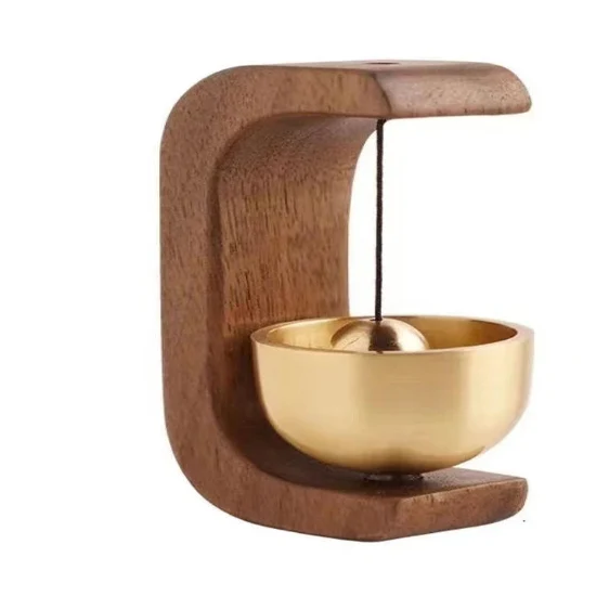 Wireless Doorbell Carved Wooden Chime Magnetic Mount