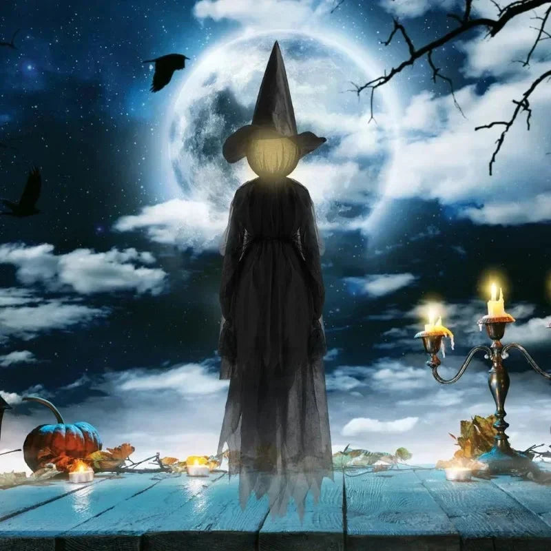Witch Figure Set Sound-Activated Flickering Heads