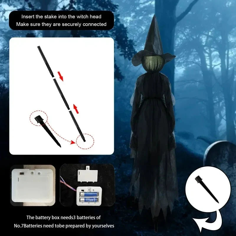 Witch Figure Set Sound-Activated Flickering Heads