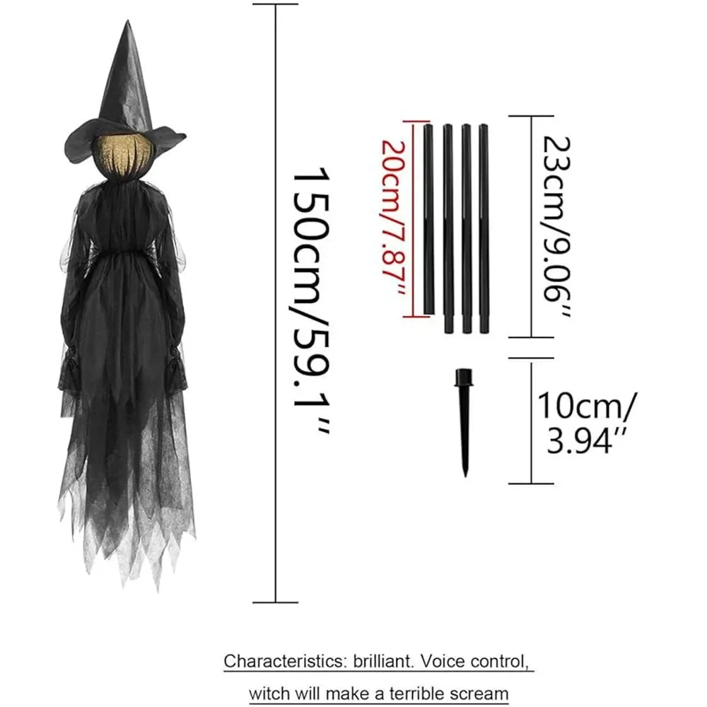 Witch Figure Set Sound-Activated Flickering Heads