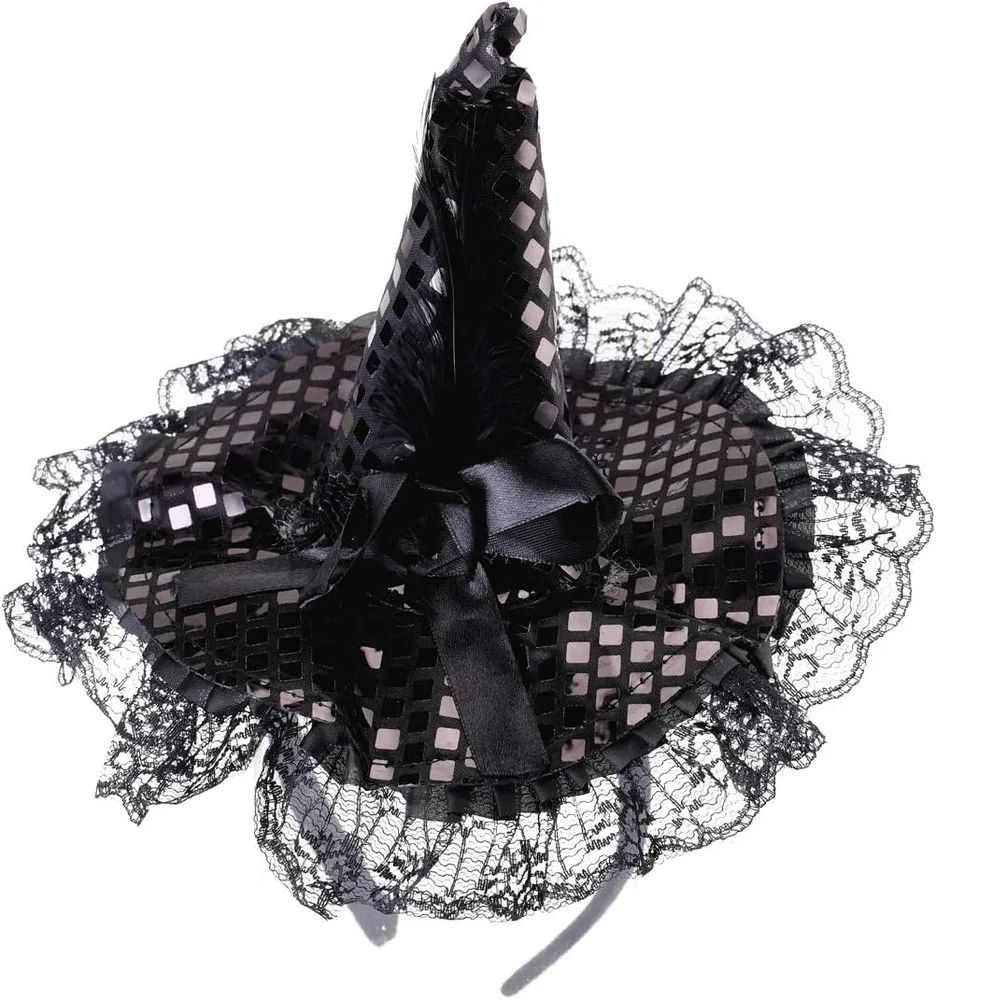 Witch Hat Feathers & Lace Trim Lightweight & Shape-Stable