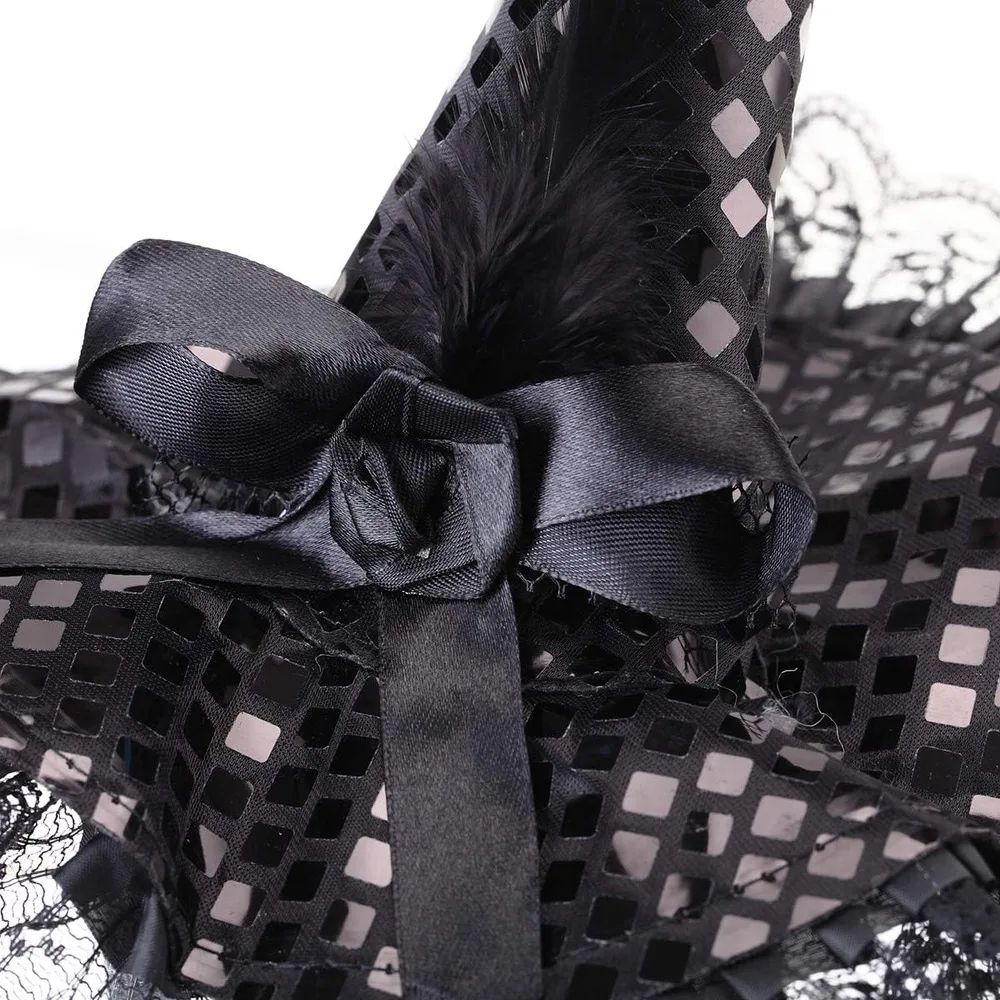 Witch Hat Feathers & Lace Trim Lightweight & Shape-Stable