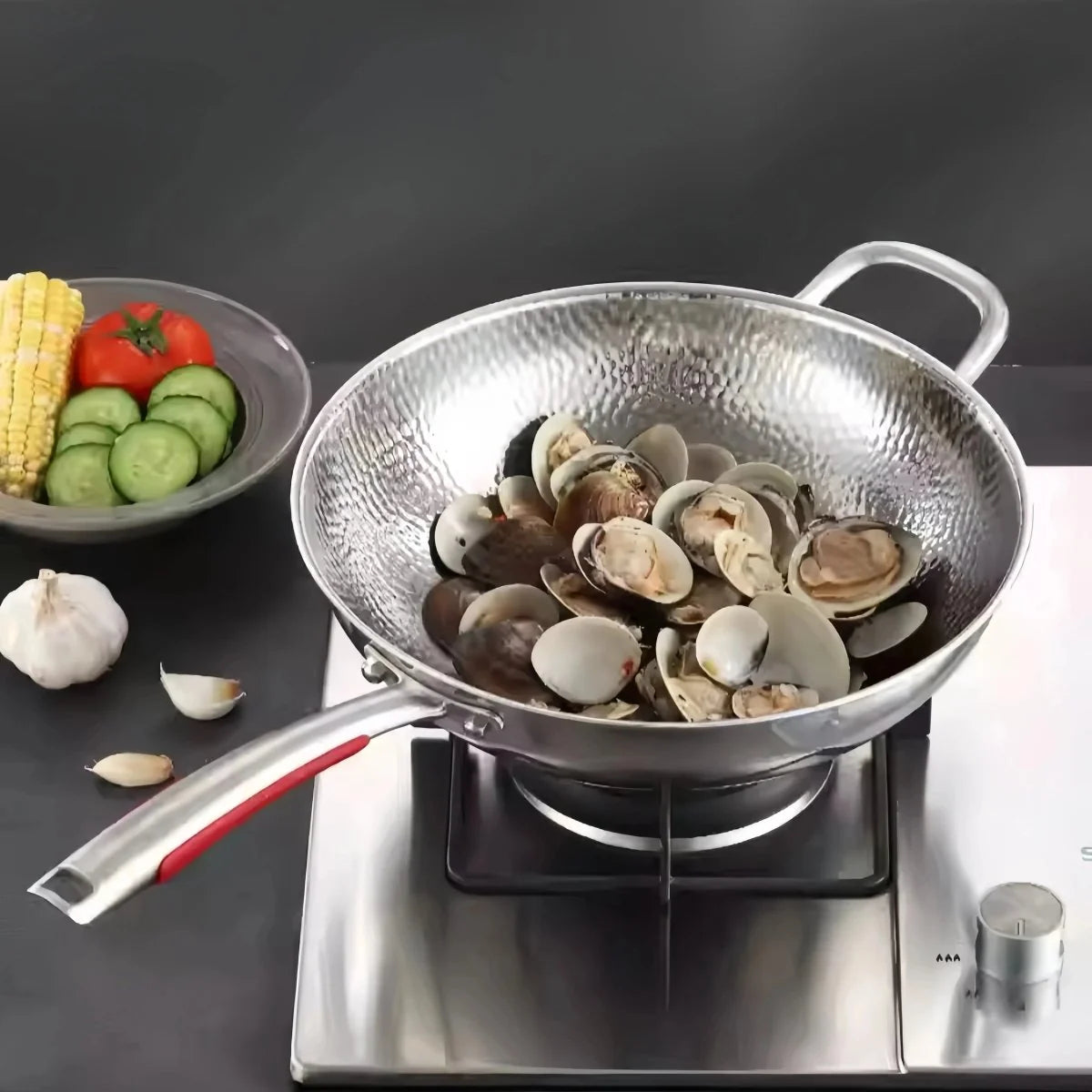 Wok 30 cm Pure Titanium Uncoated Non-Stick