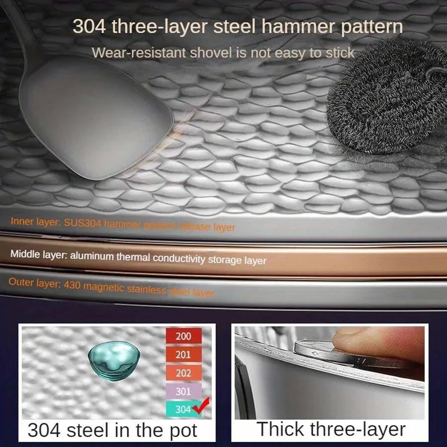 Wok 30 cm Pure Titanium Uncoated Non-Stick