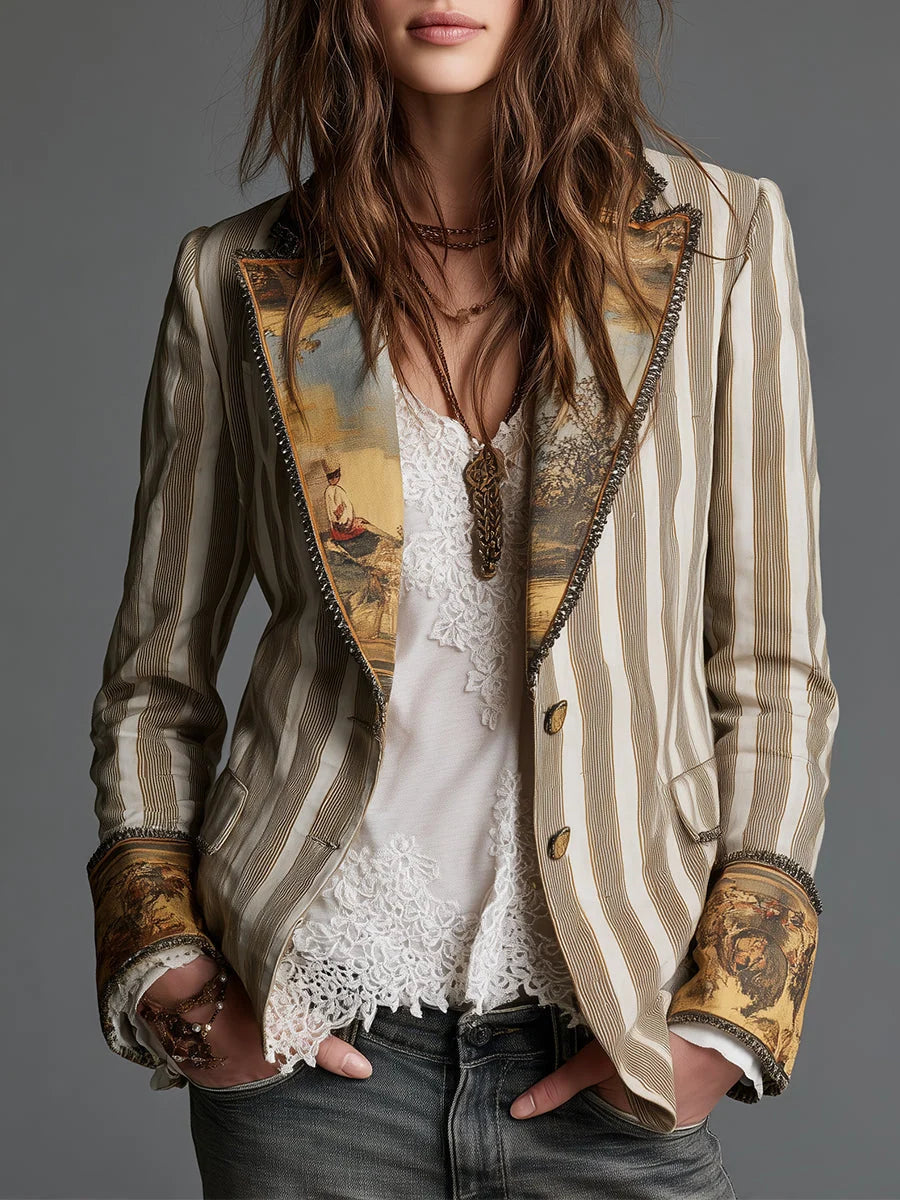Women's Blazer Tailored Fit Two-Button Contrast Lapels & Cuffs