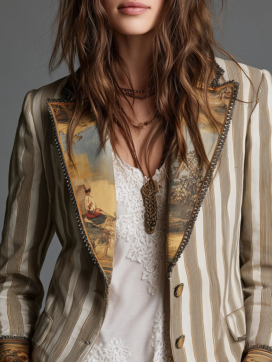 Women's Blazer Tailored Fit Two-Button Contrast Lapels & Cuffs