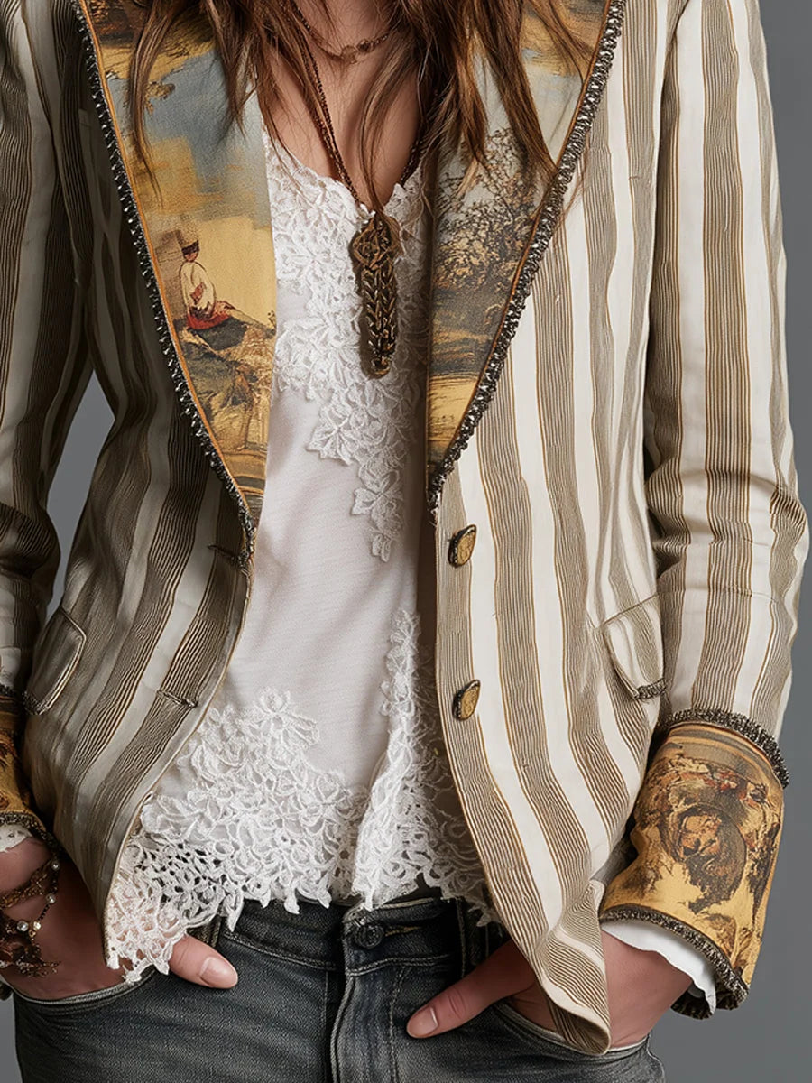 Women's Blazer Tailored Fit Two-Button Contrast Lapels & Cuffs