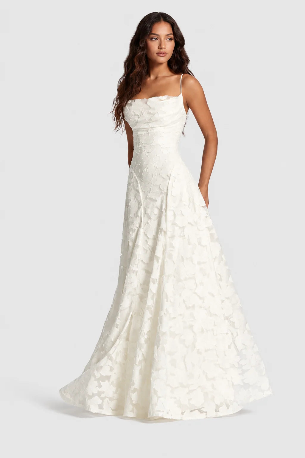 Women's Dress 3D Floral Lace A-Line Draped Neckline