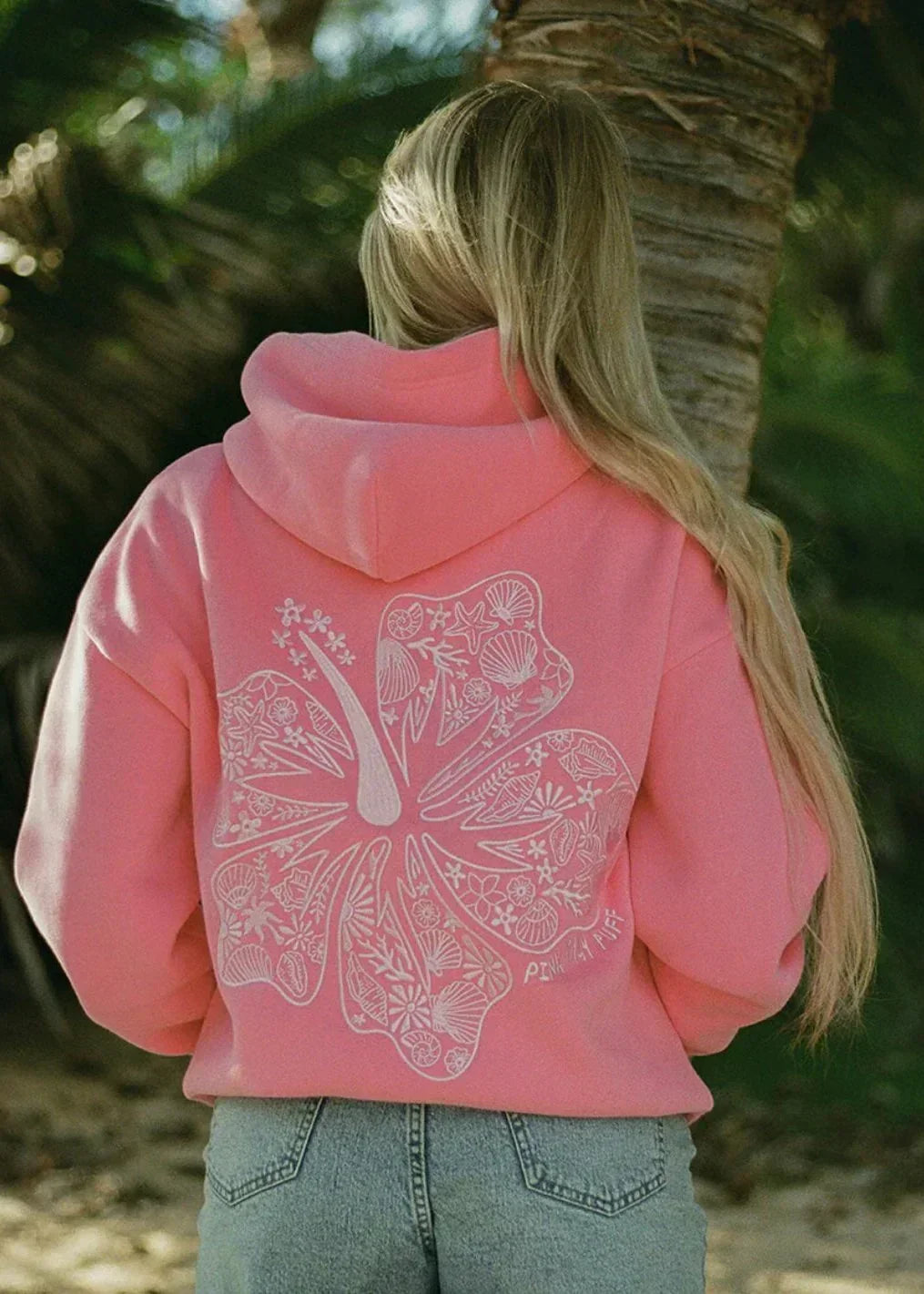 Women's Hoodie Oversized Fit Tropical Print Comfort for Cool Weather