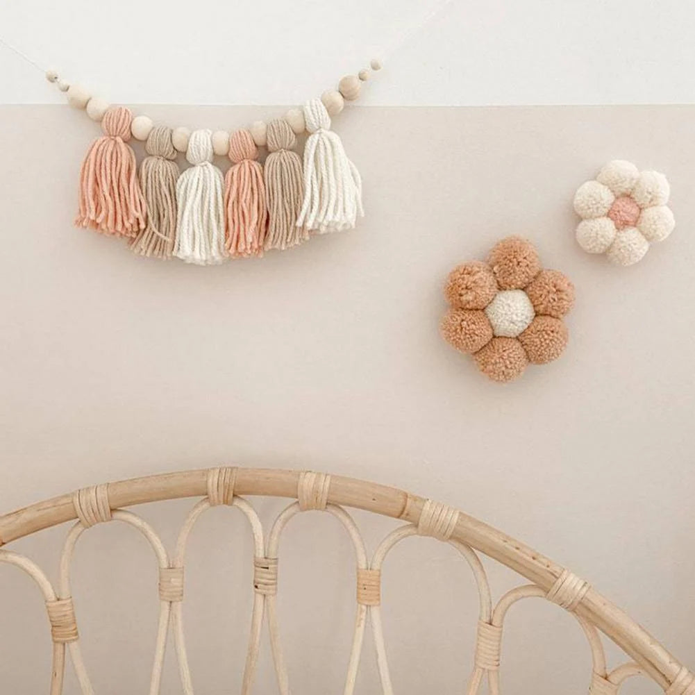 Wooden Bead Garland Natural Wood Adjustable Length 8 Colors