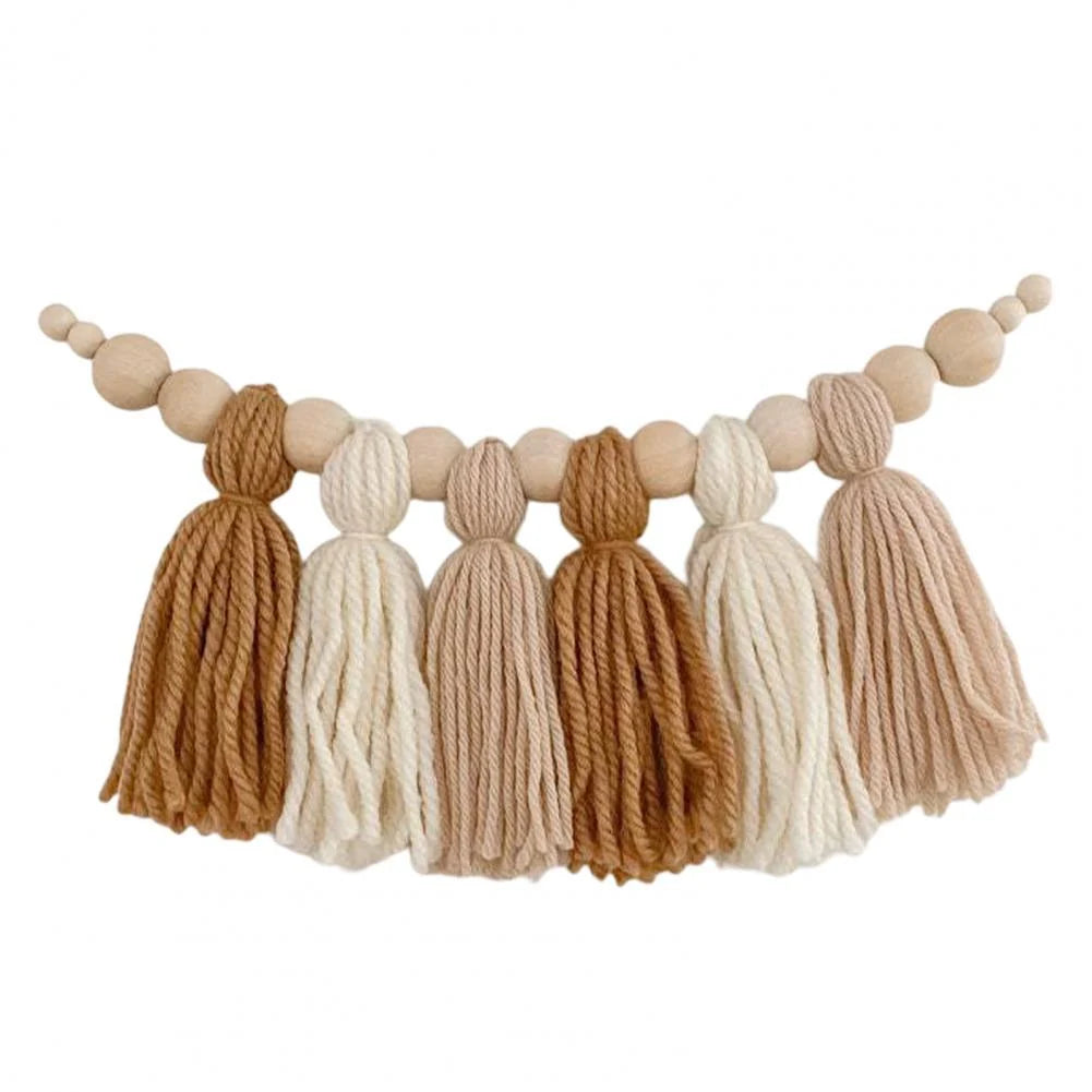 Wooden Bead Garland Natural Wood Adjustable Length 8 Colors