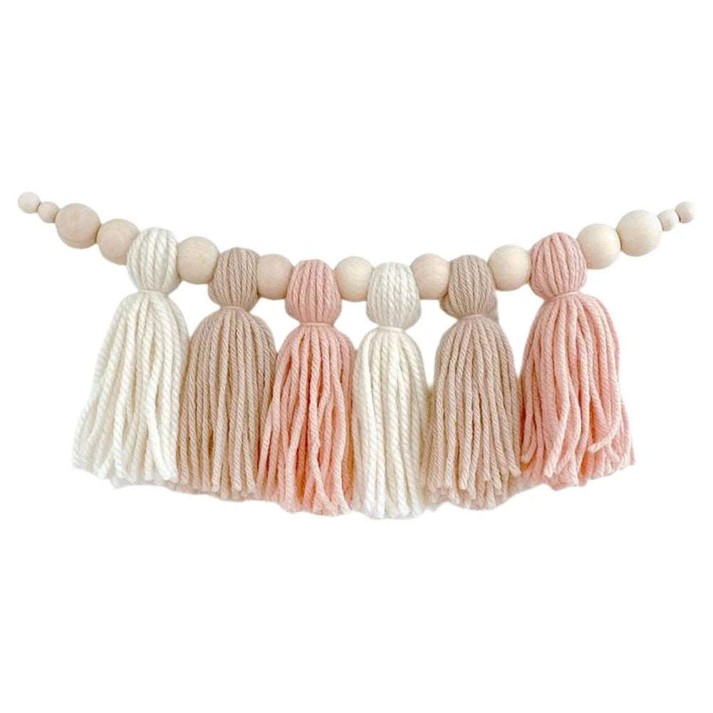 Wooden Bead Garland Natural Wood Adjustable Length 8 Colors