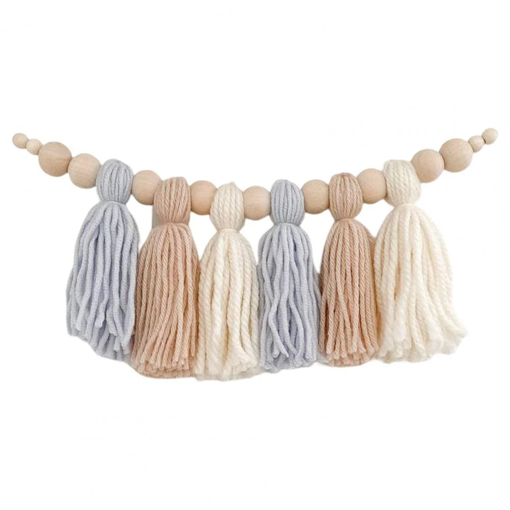 Wooden Bead Garland Natural Wood Adjustable Length 8 Colors