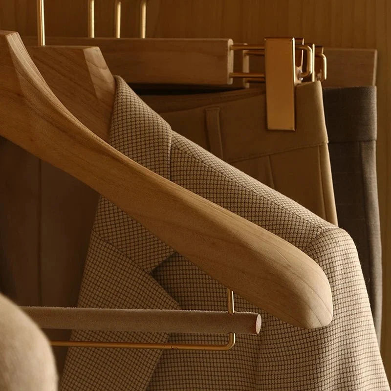 Wooden Clothes Hangers Wide Shape Set of 3